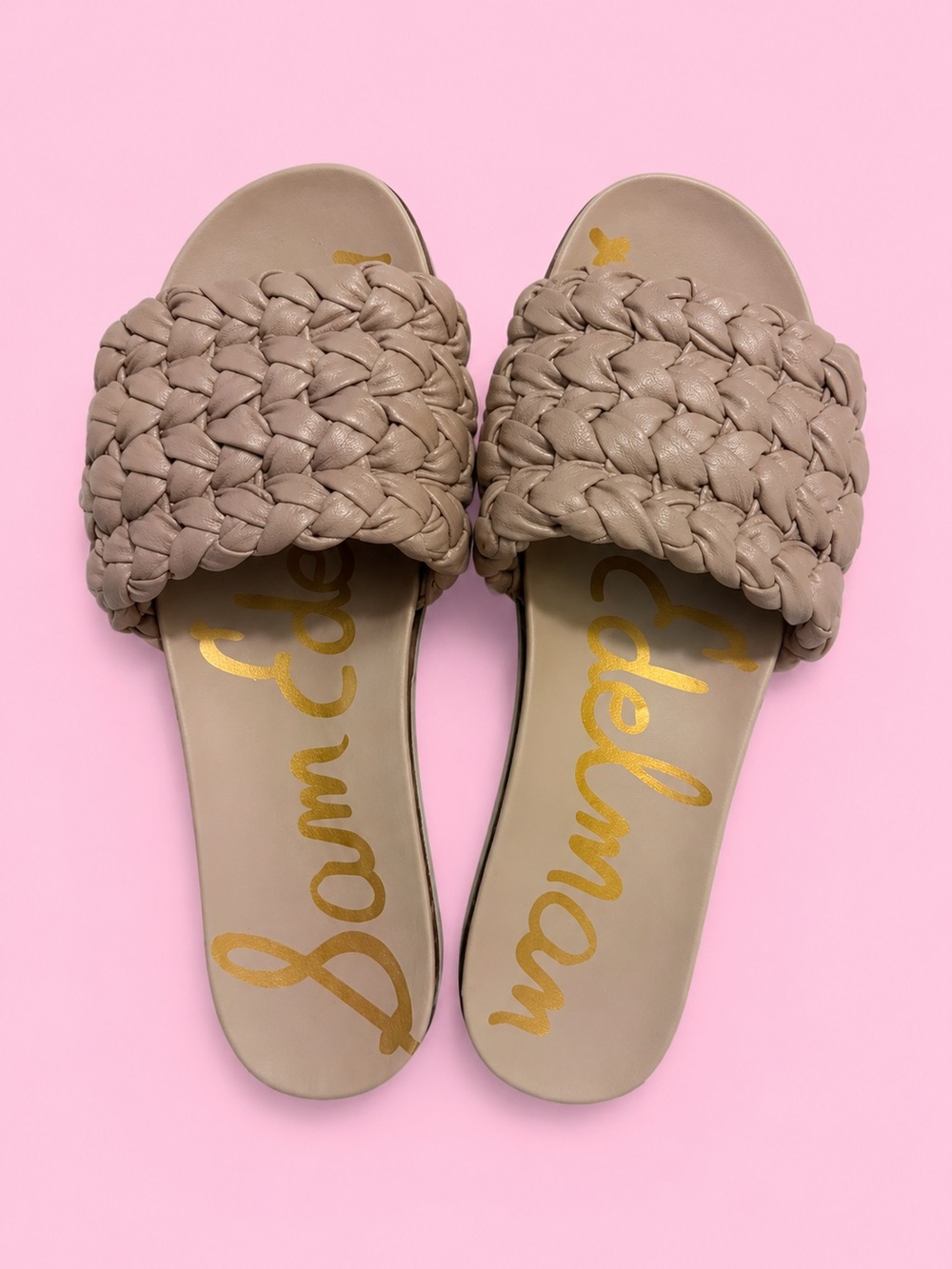 Sam Edelman Braided Slide Sandals in Taupe
